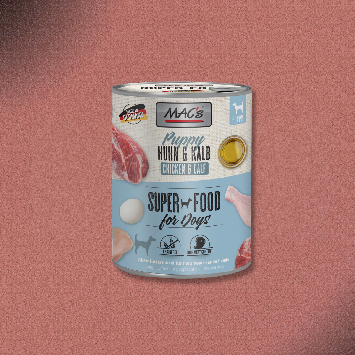 6 x 800g MAC's Dog Puppy Huhn & Kalb