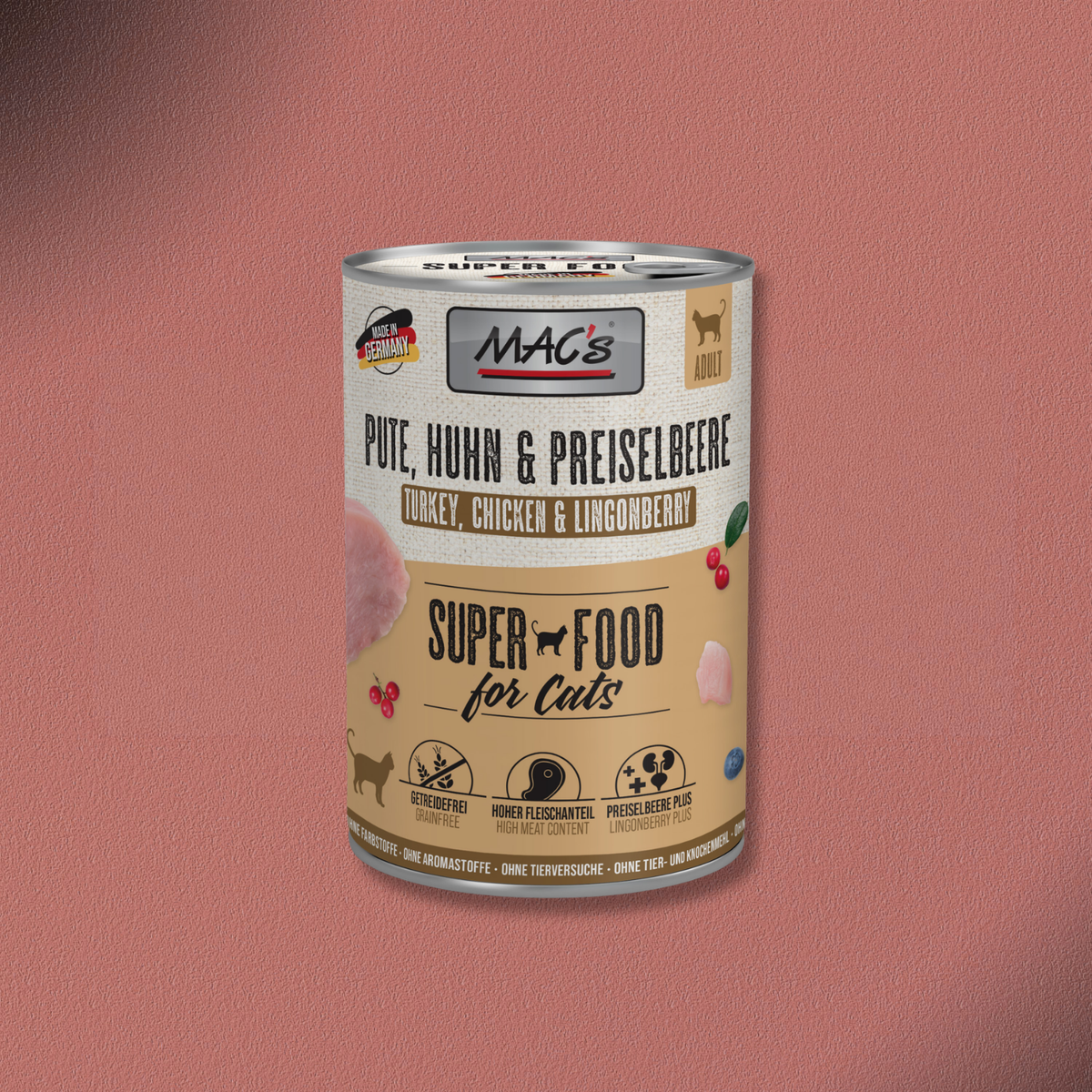 6x400g MAC's Cat Pute, Huhn & Preiselbeere