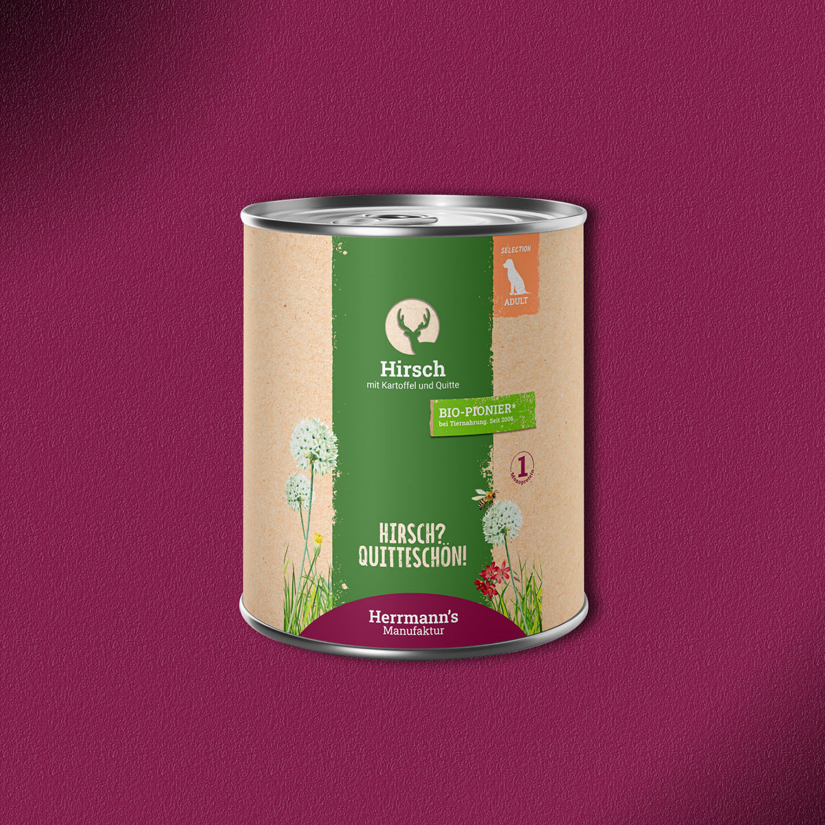 30x800g Herrmann’s Selection Adult Hirsch mit Kartoffel und Quitte