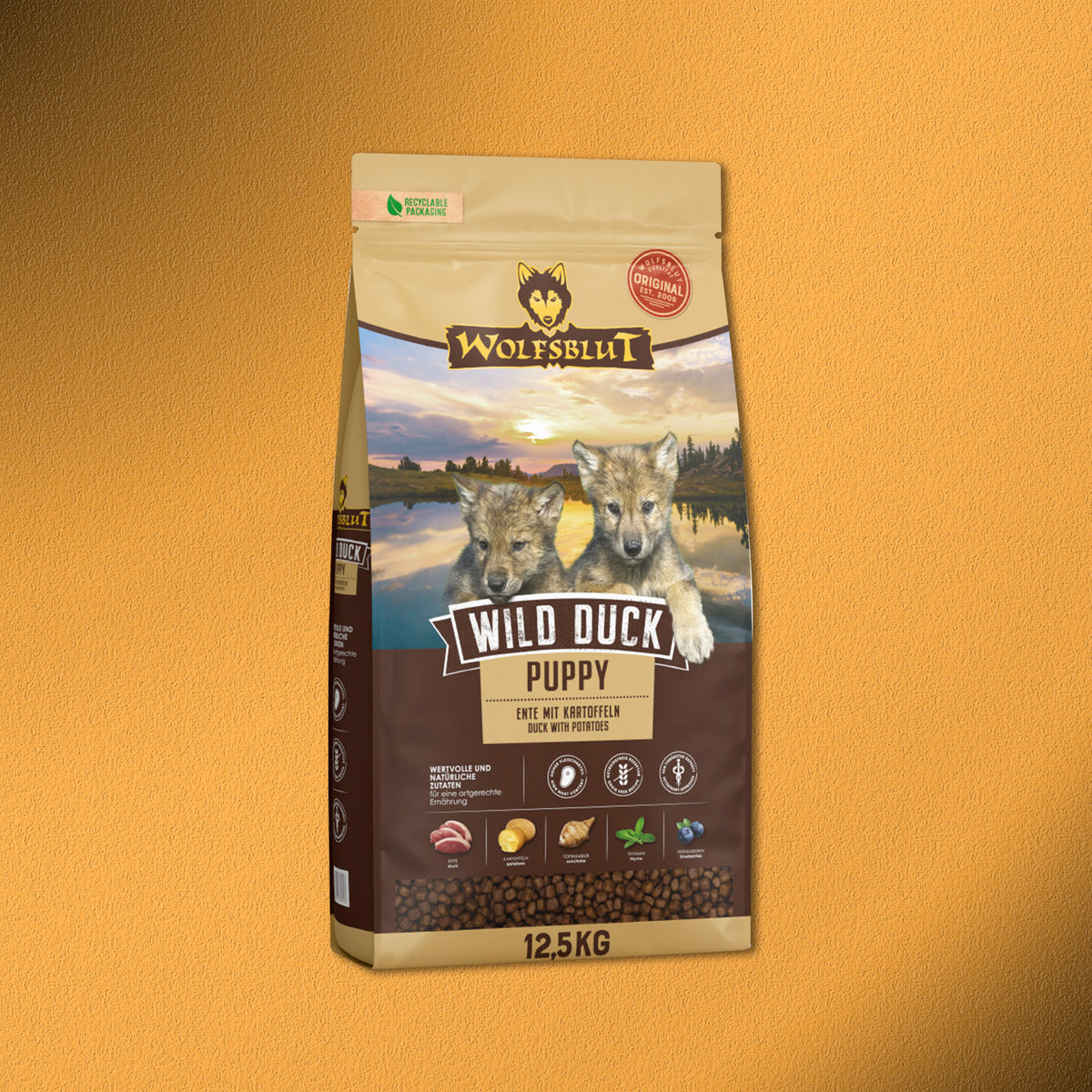 12,5 kg Wolfsblut Wild Duck Puppy – Ente mit Kartoffeln