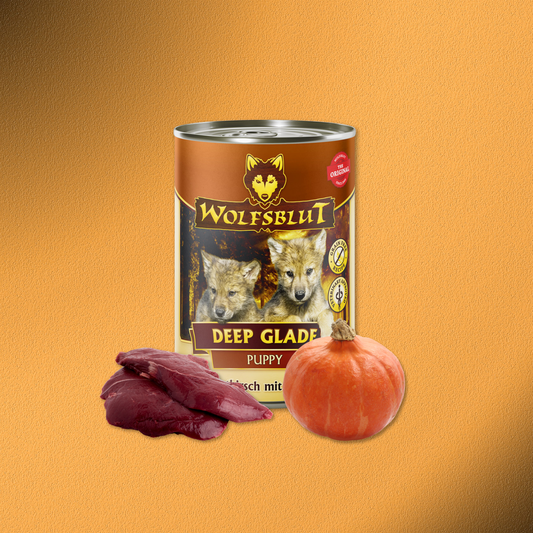 6 x 395g Wolfsblut Puppy Deep Glade - Rothirsch mit Kürbis