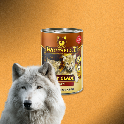 6 x 395g Wolfsblut Puppy Deep Glade - Rothirsch mit Kürbis