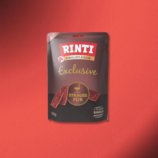 24x50g Rinti Singlefleisch Exclusive Strauss pur Snack