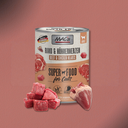 6x800g MAC's Cat Rind & Hühnerherzen
