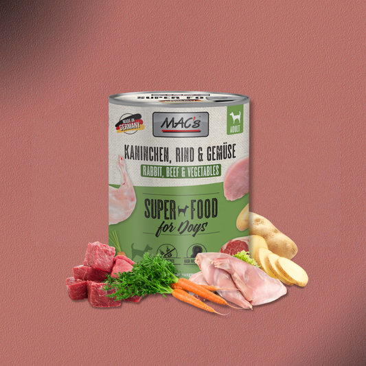 6 x 800g MAC's Dog Kaninchen, Rind & Gemüse