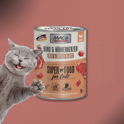 6x800g MAC's Cat Rind & Hühnerherzen