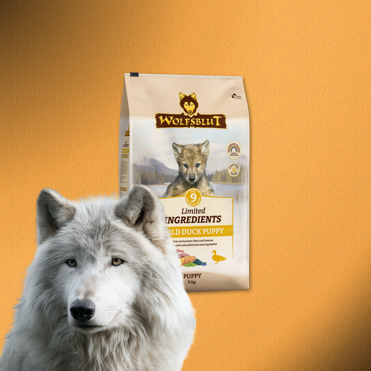 9kg Wolfsblut Puppy Limited INGREDIENTS Wild Duck - Ente und Süßkartoffel