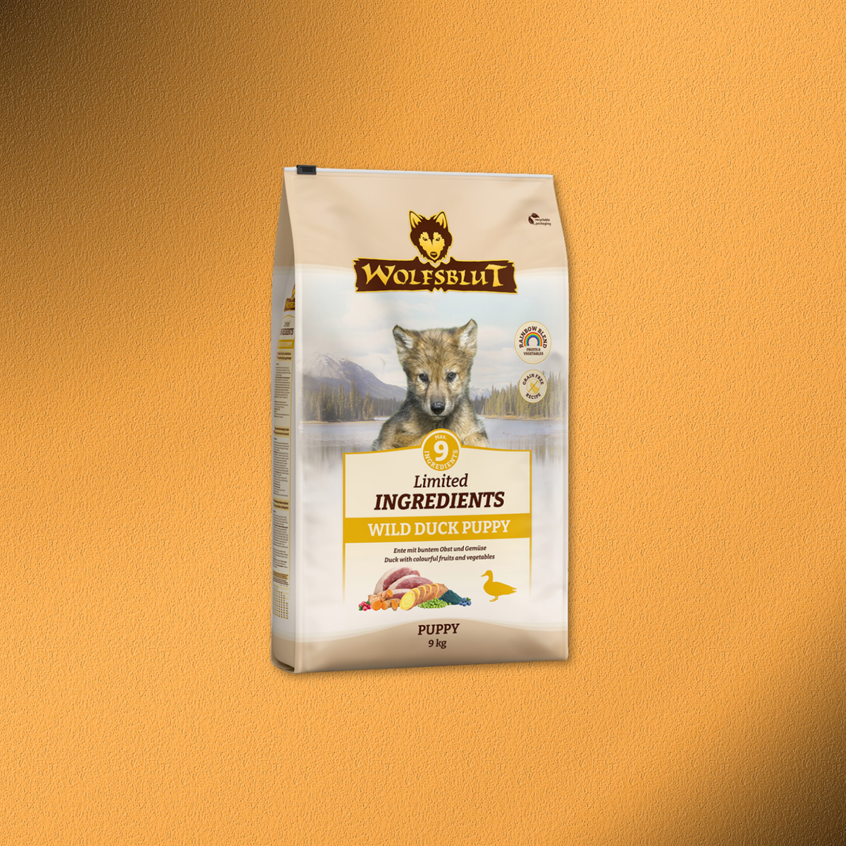 9kg Wolfsblut Puppy Limited INGREDIENTS Wild Duck - Ente und Süßkartoffel