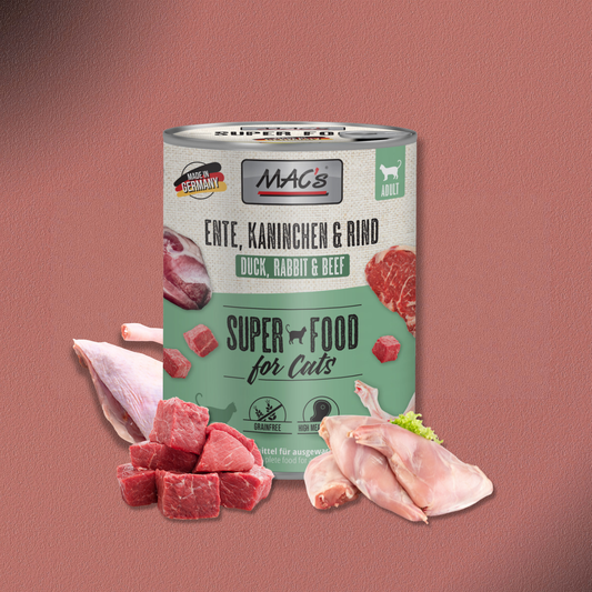 6x800g MAC's Cat Ente, Kaninchen & Rind