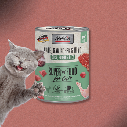 6x800g MAC's Cat Ente, Kaninchen & Rind