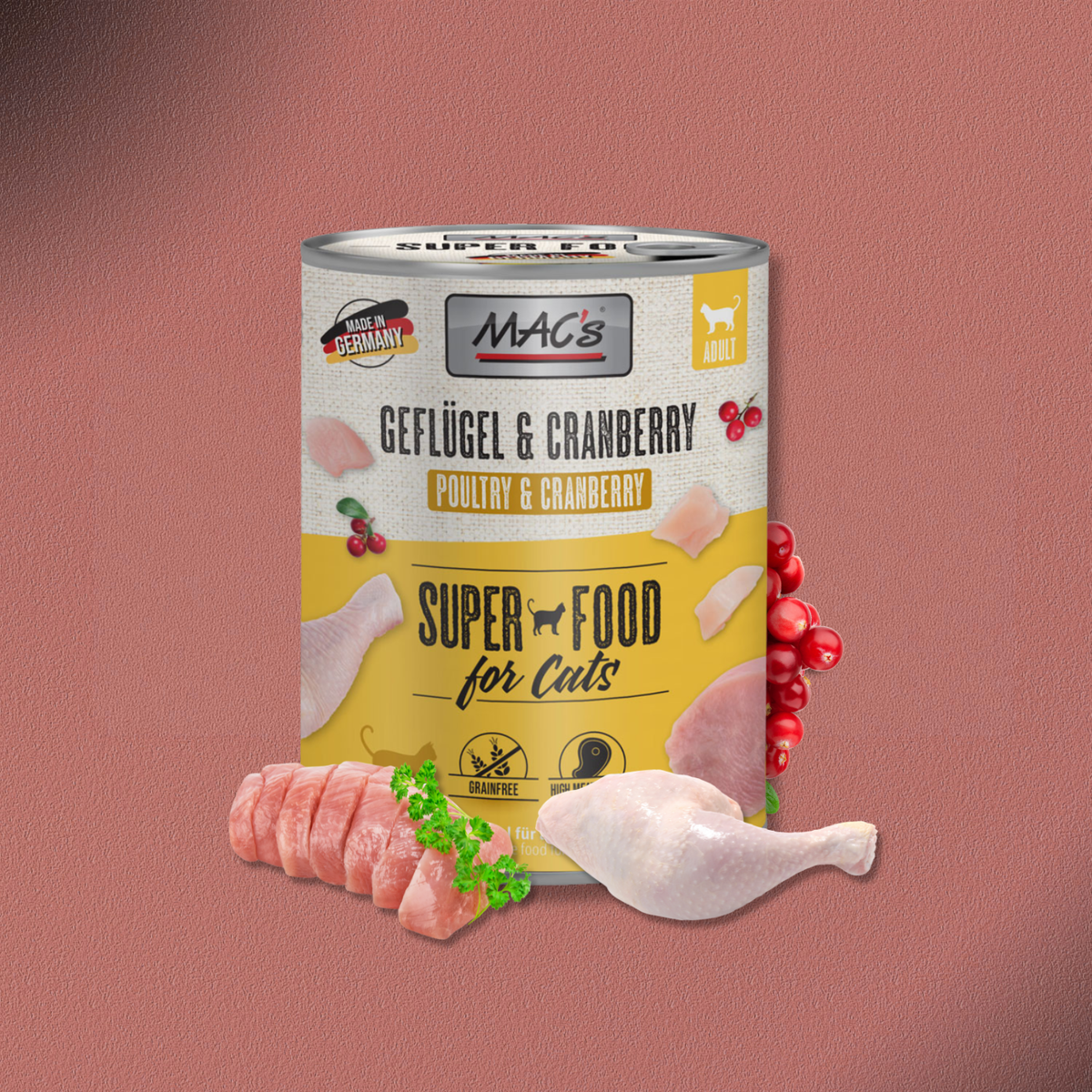 6x800g MAC's Cat Geflügel & Cranberry