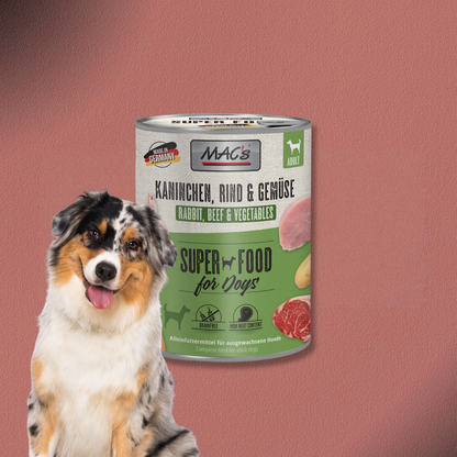6 x 800g MAC's Dog Kaninchen, Rind & Gemüse