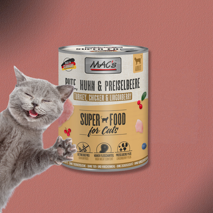 6x800g MAC's Cat Pute, Huhn & Preiselbeere