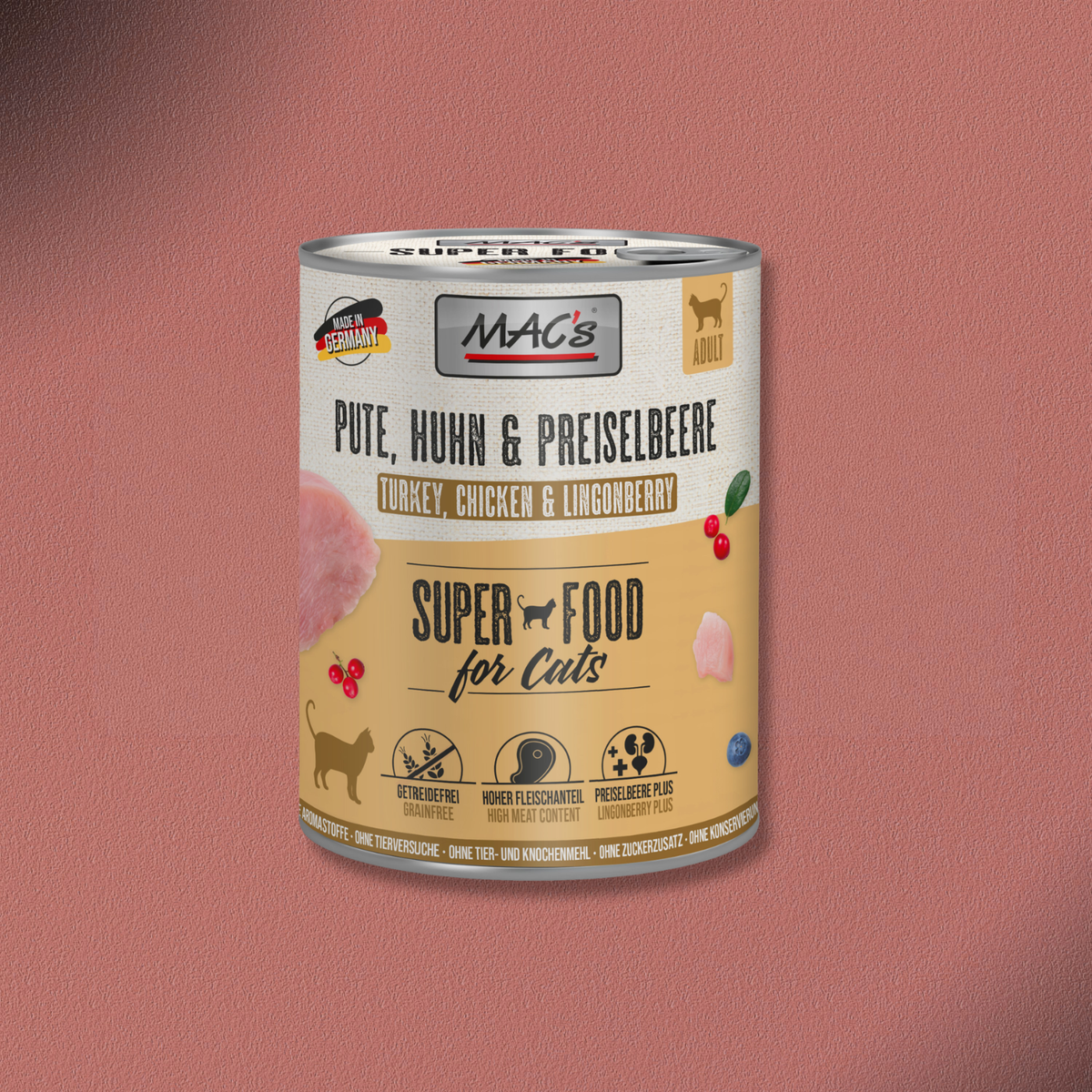 6x800g MAC's Cat Pute, Huhn & Preiselbeere