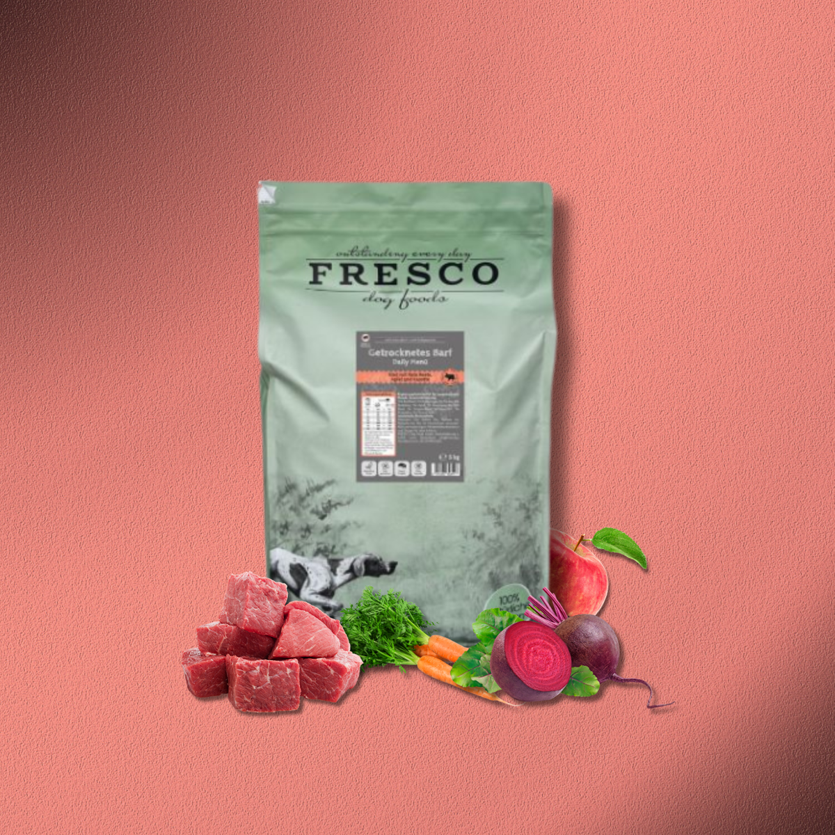 5kg Fresco TrockenBarf Daily-Menü Rind mit Rote Beete, Apfel und Karotte