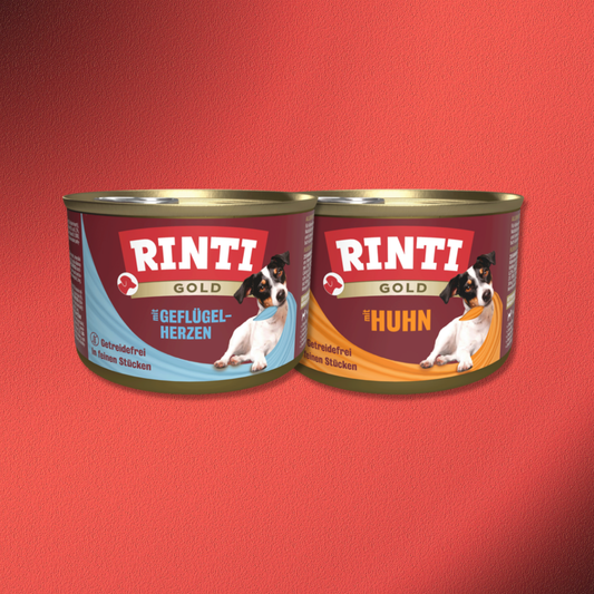 48x185g Rinti Gold Mixpaket (Geflügelherzen,Huhn)