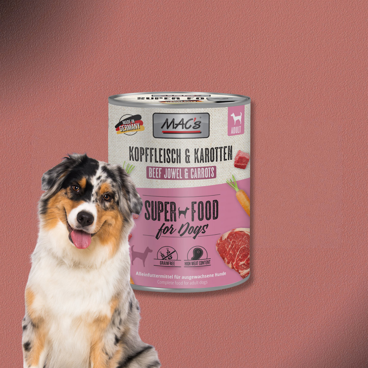 6x800g MAC's Dog Kopffleisch & Karotten