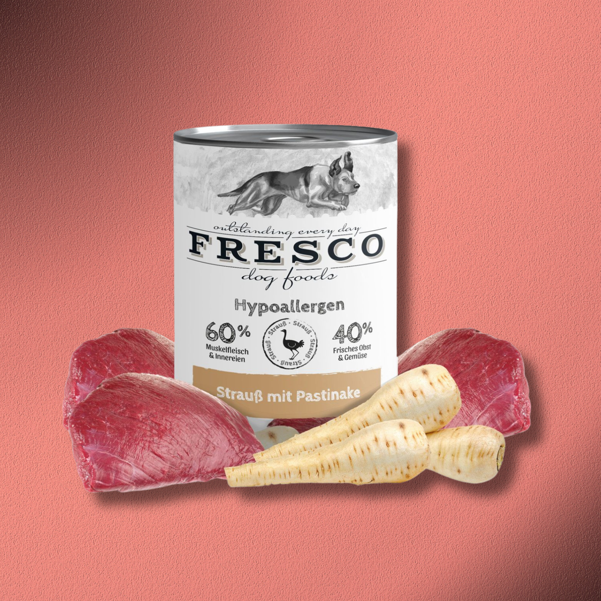 12x400g Fresco NassBarf Hypoallergen-Menü Strauß mit Pastinake