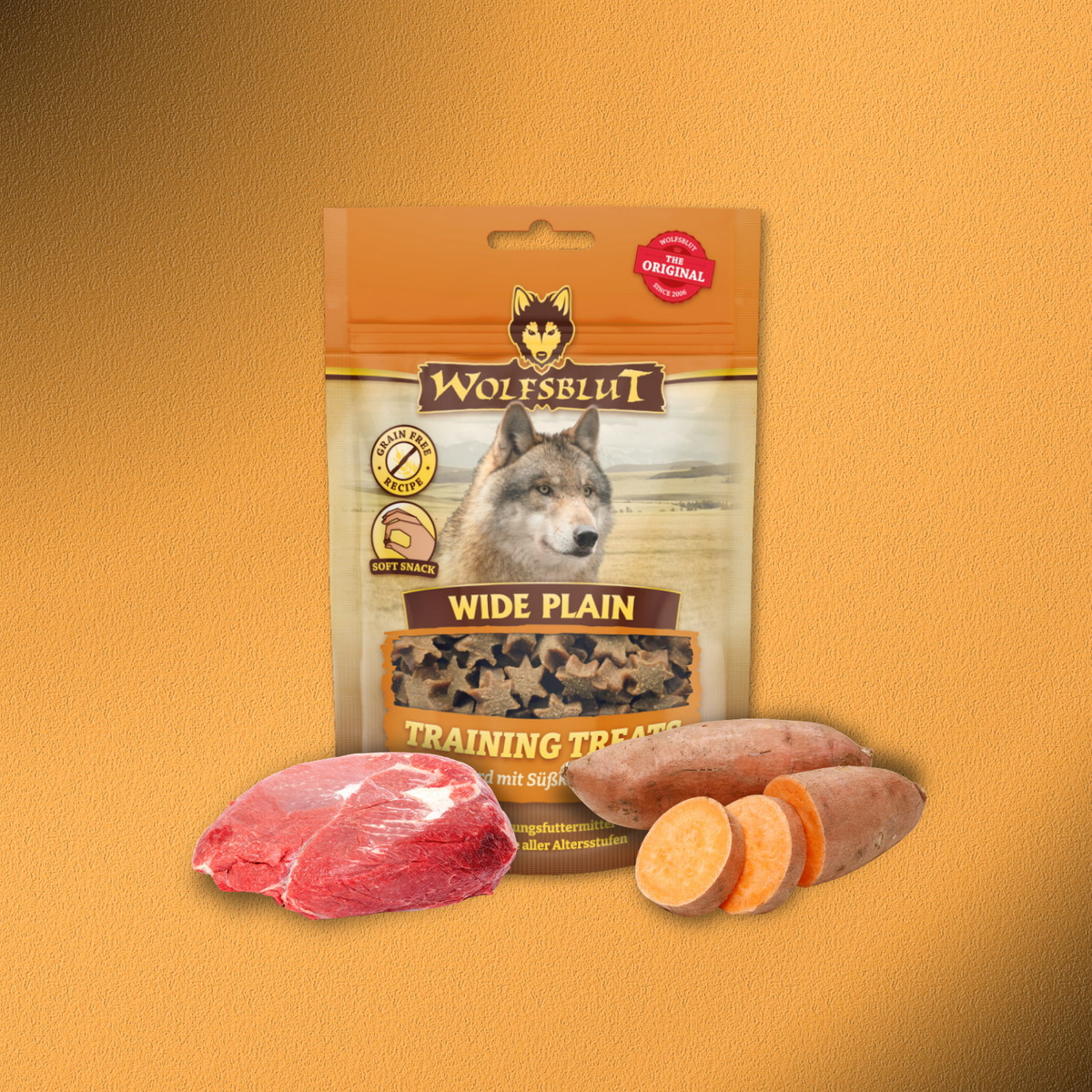 7x70g Wolfsblut Training Treats Wide Plain - Pferd mit Süßkartoffel