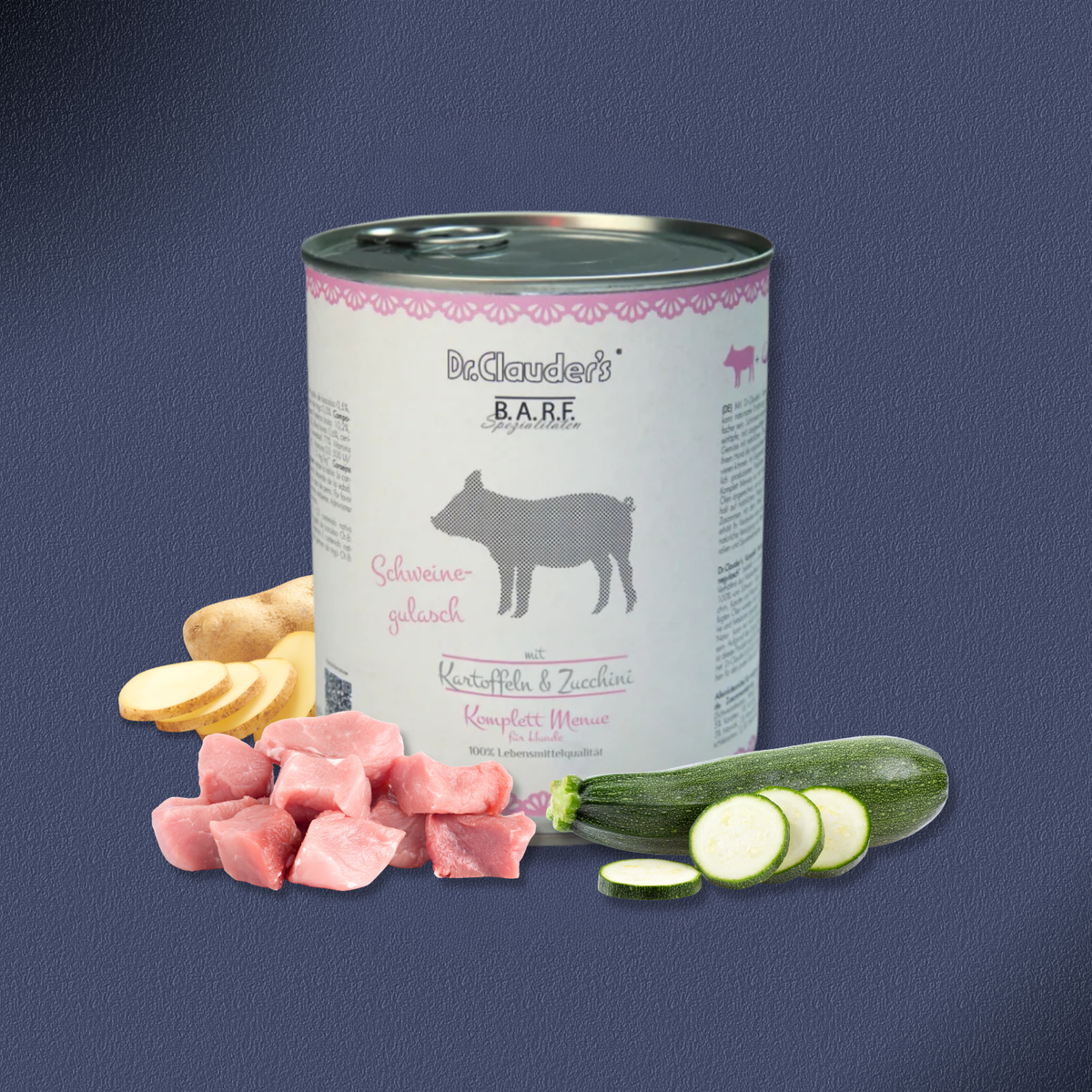 30x800g Dr.Clauder's B.A.R.F. Komplett Menue Schweinegulasch