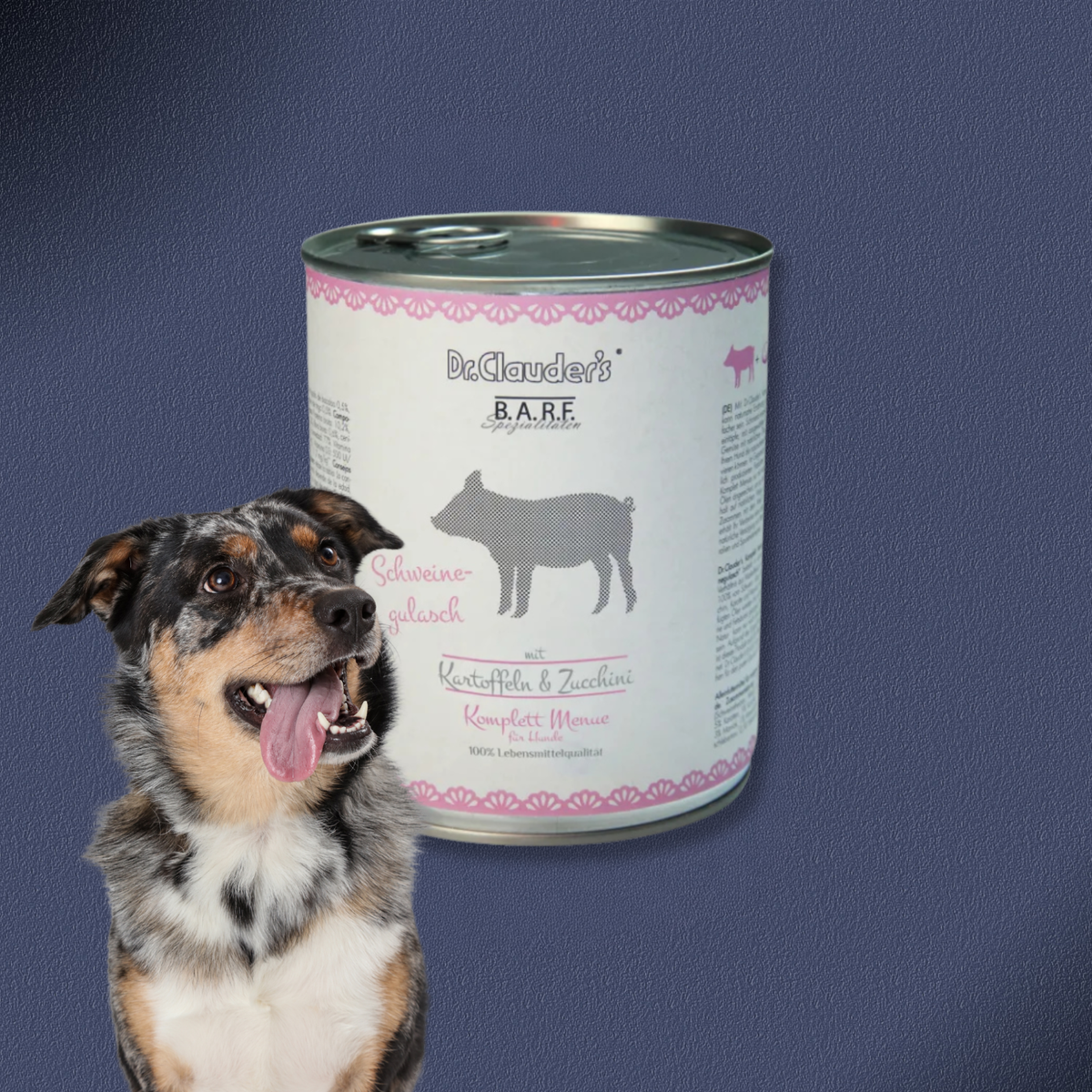 30x800g Dr.Clauder's B.A.R.F. Komplett Menue Schweinegulasch