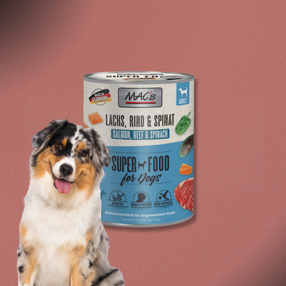 6 x 800g MAC's Dog Lachs, Rind & Spinat