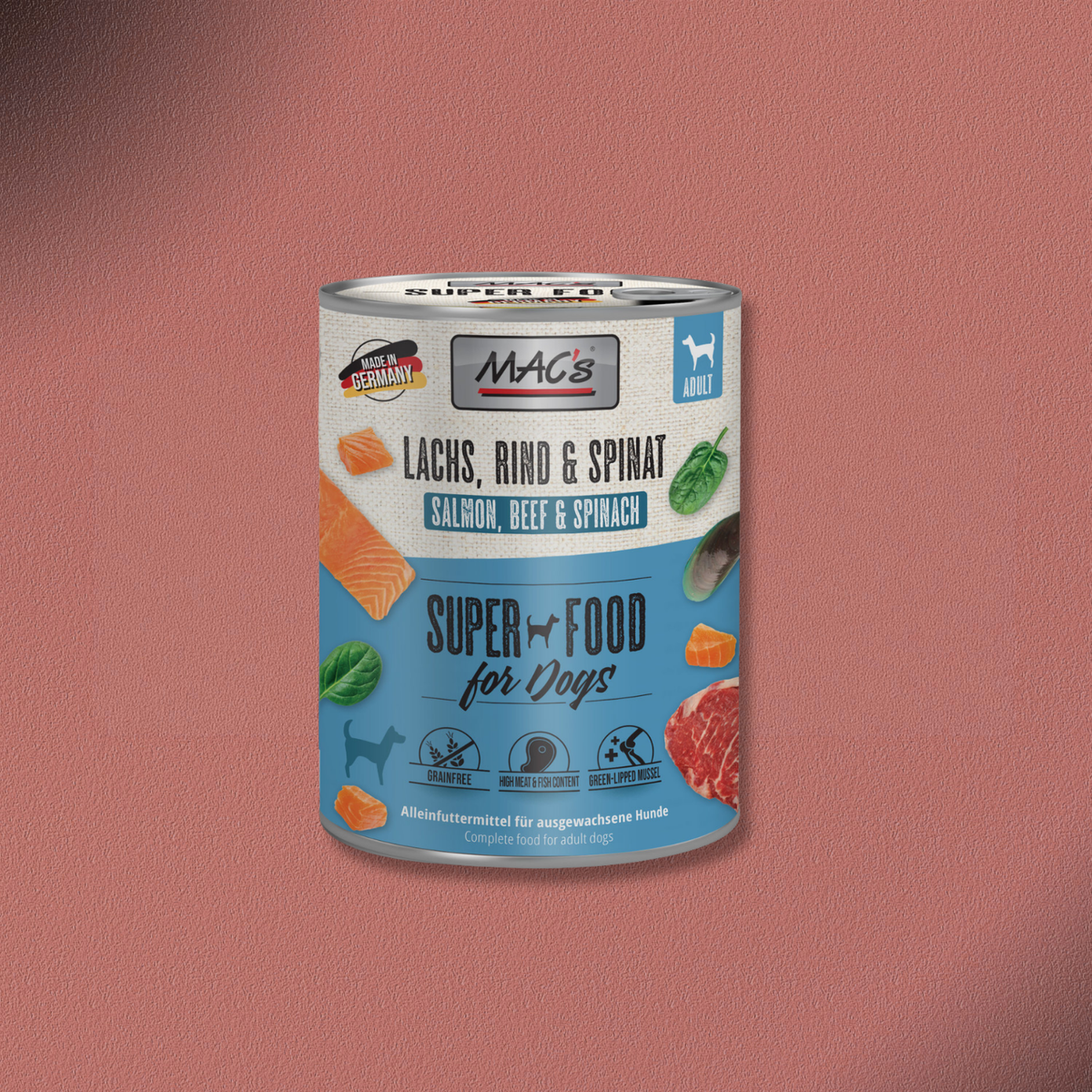 6 x 800g MAC's Dog Lachs, Rind & Spinat