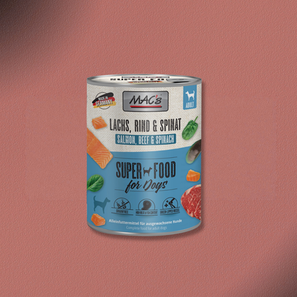 6 x 800g MAC's Dog Lachs, Rind & Spinat