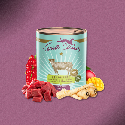 6x800g Terra Canis Grain-Free - Kalb mit Petersilienwurzel, Mango & Johannisbeere