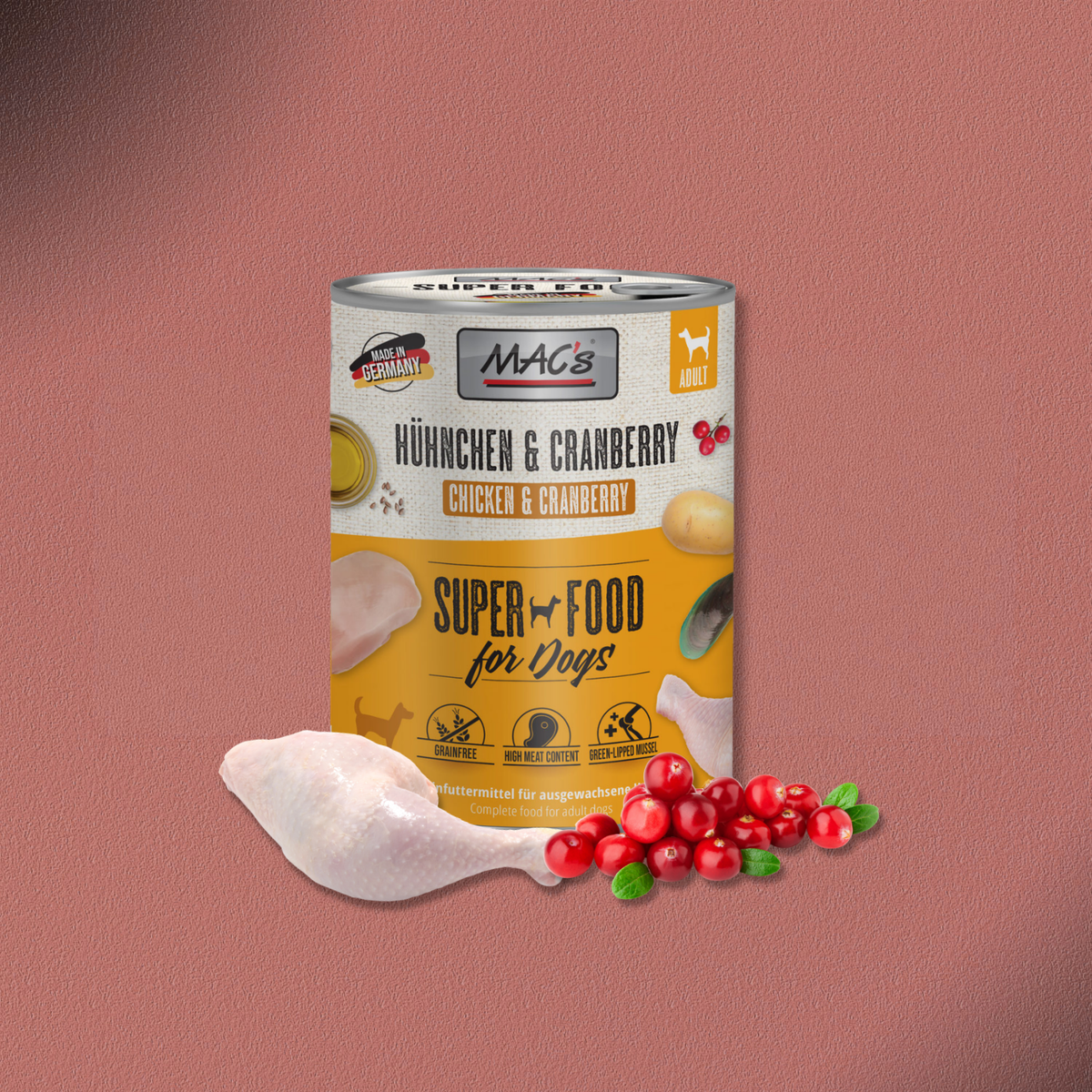 6x800g MAC's Dog Hühnchen & Cranberry