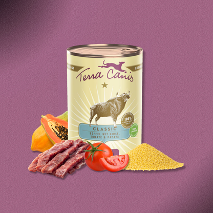 6x400g Terra Canis Büffel mit Hirse, Tomaten & Papaya