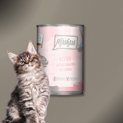 36x400g MjAMjAM  Cat - Kitten saftiges Hühnchen mit Lachsöl