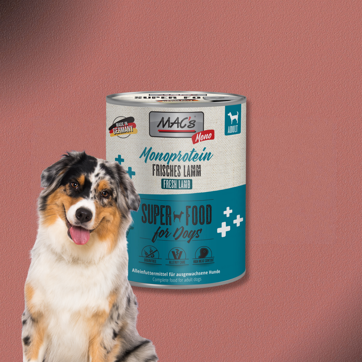 6 x 800g MAC's Dog Mono Frisches Lamm