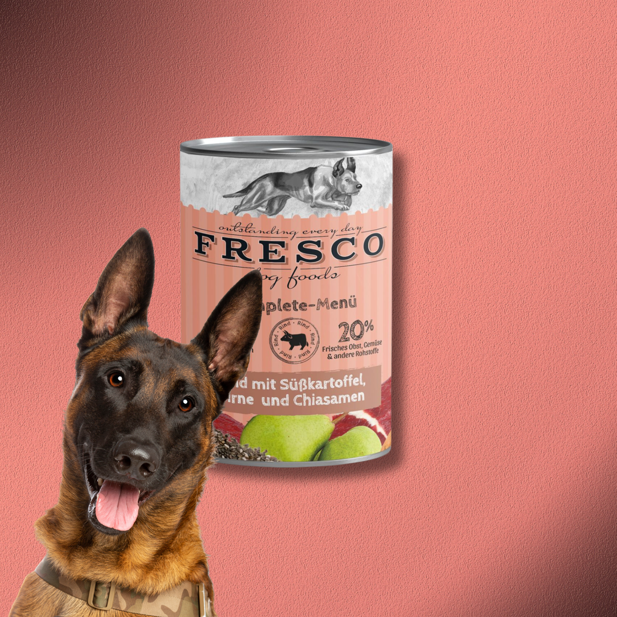 12x400g Fresco Complete Menü Rind mit Süßkartoffeln, Birne & Chiasamen