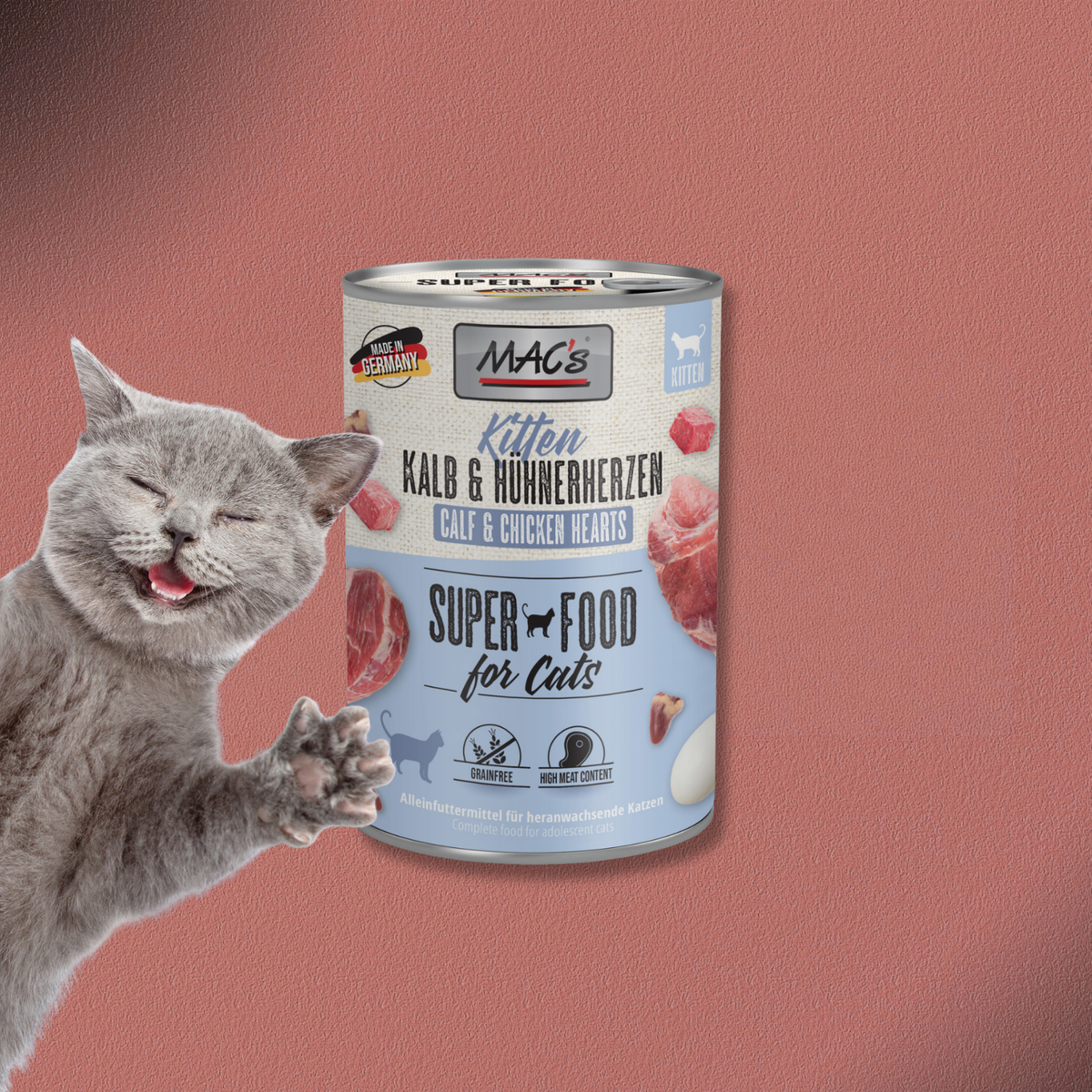 6x400g MAC's Cat Kitten Kalb & Hühnerherzen