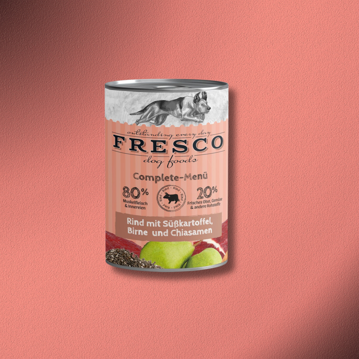 12x400g Fresco Complete Menü Rind mit Süßkartoffeln, Birne & Chiasamen