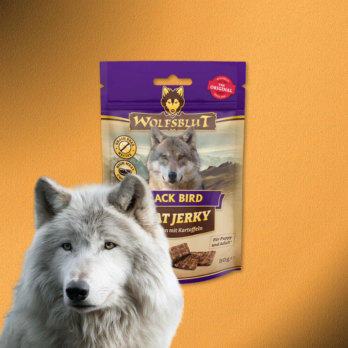 6x80g Wolfsblut Black Bird Meat Jerky