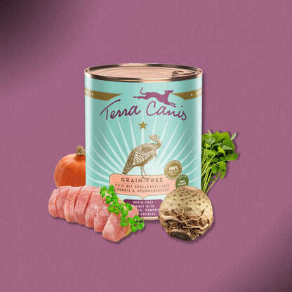 6x800g Terra Canis Grain-Free - Pute mit Sellerie, Kürbis & Brunnenkresse