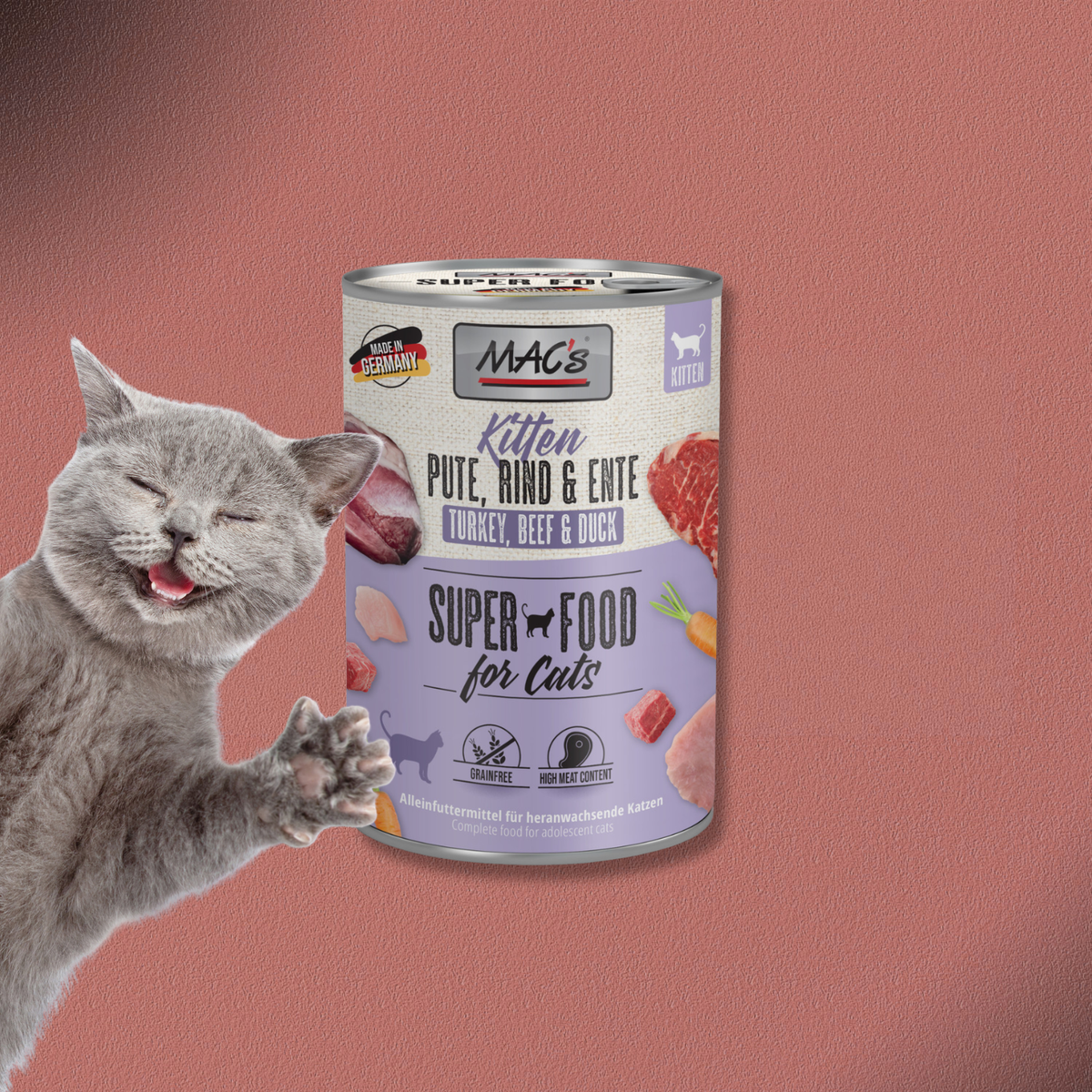 6x800g MAC's Cat Kitten Pute Rind und Ente