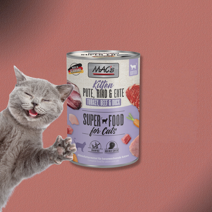 6x800g MAC's Cat Kitten Pute Rind und Ente