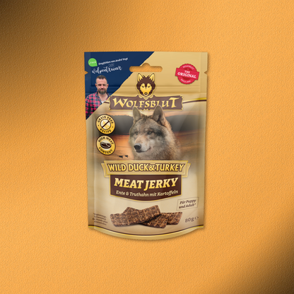 6x80g Wolfsblut Wild Duck & Turkey Meat Jerky