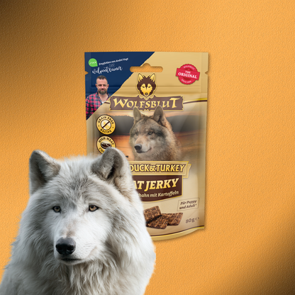 6x80g Wolfsblut Wild Duck & Turkey Meat Jerky
