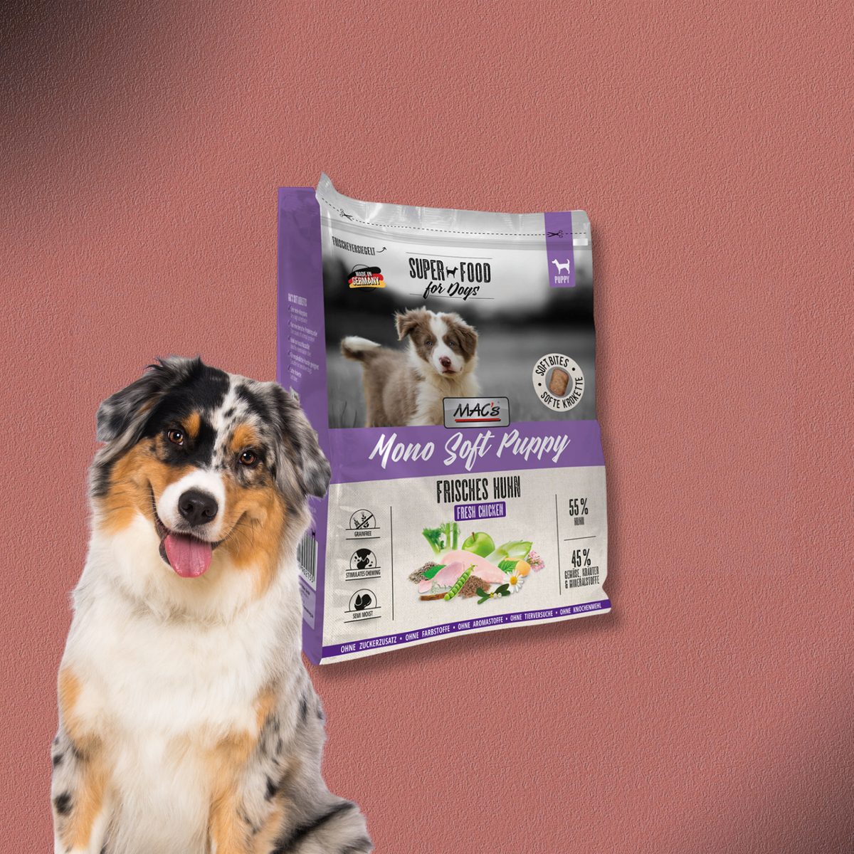 4kg MAC's Dog Mono Soft Puppy - Frisches Huhn