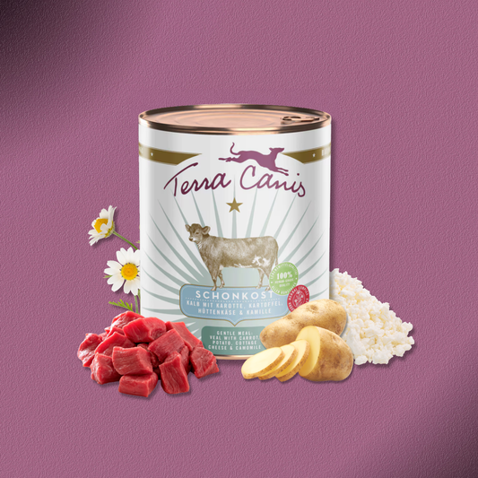 6x800g Terra Canis Schonkost Kalb mit Karotte, Kartoffel, Hüttenkäse & Kamille