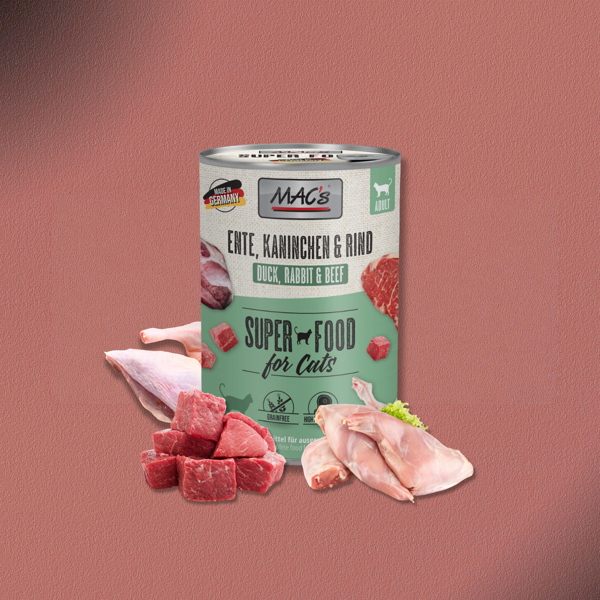 6x400g MAC's Cat Ente, Kaninchen & Rind