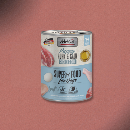 6 x 800g MAC's Dog Puppy Huhn & Kalb