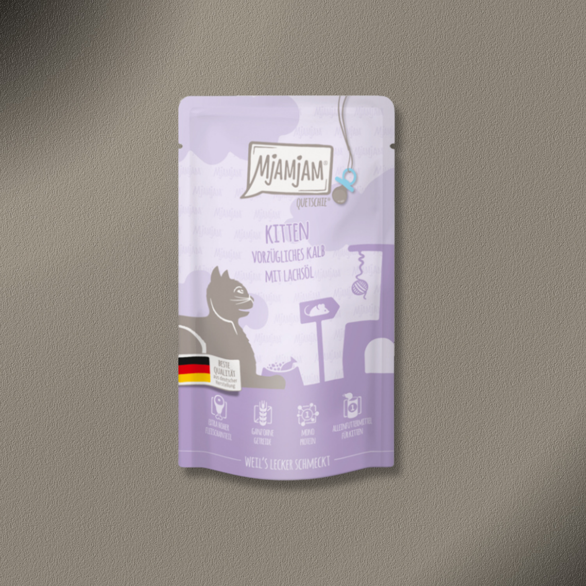 36x125g MjAMjAM - Quetschie Kitten vorzügliches Kalb mit Lachsöl