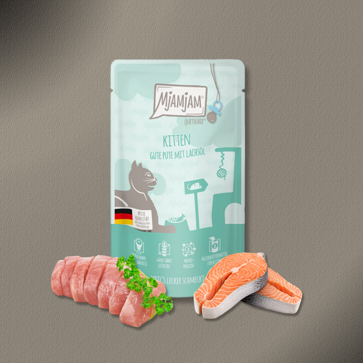 36x125g MjAMjAM Quetschie - Kitten gute Pute mit Lachsöl