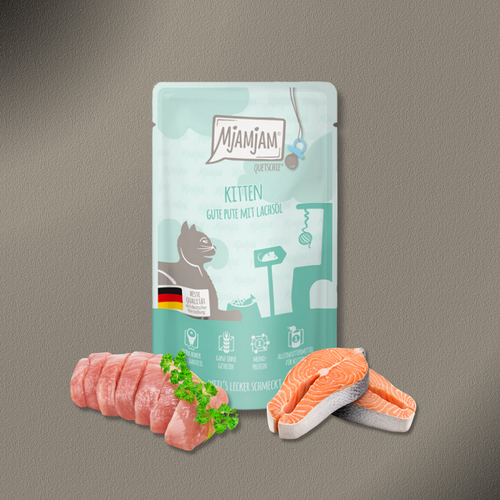 36x125g MjAMjAM Quetschie - Kitten gute Pute mit Lachsöl