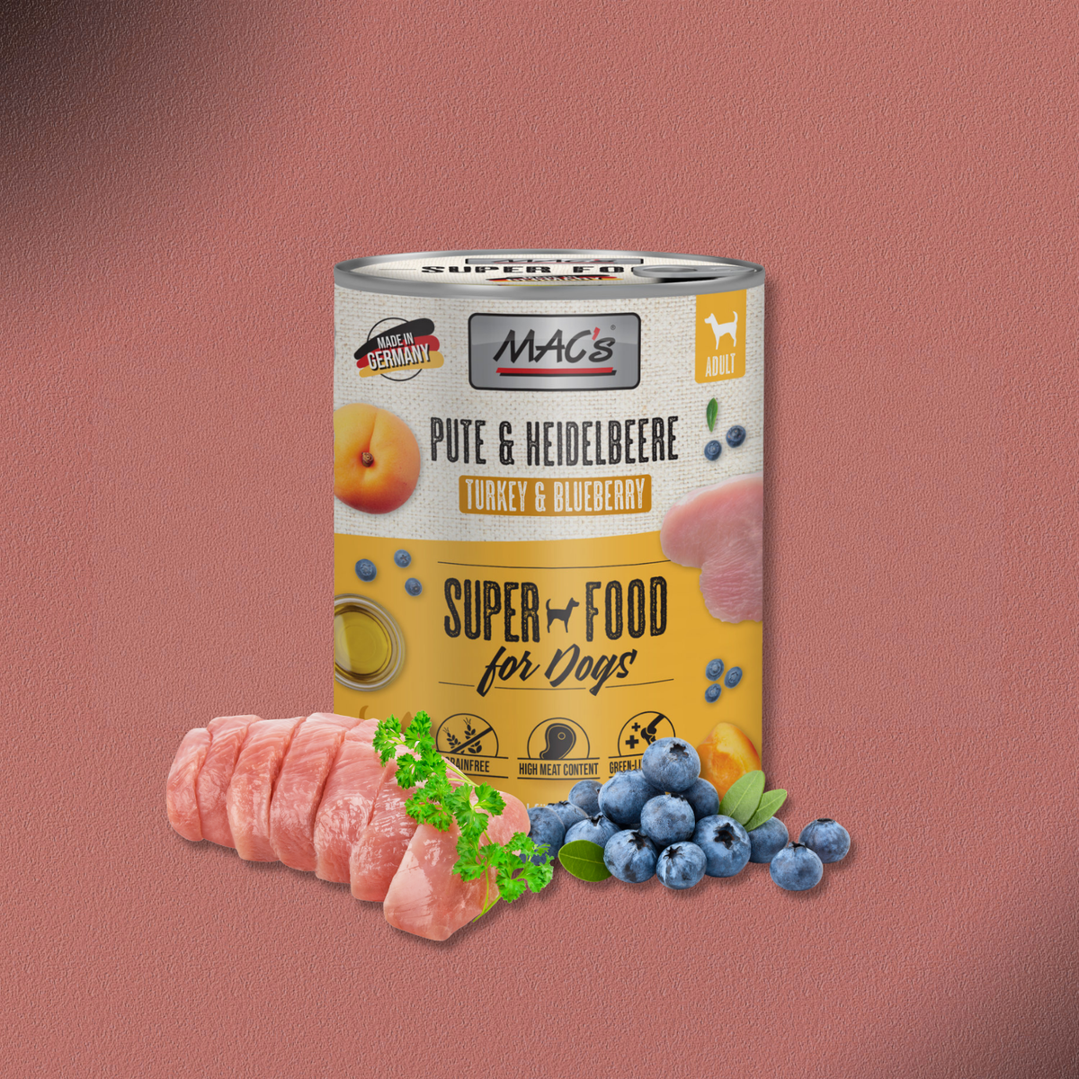 6 x 800g MAC's Dog Pute & Heidelbeere